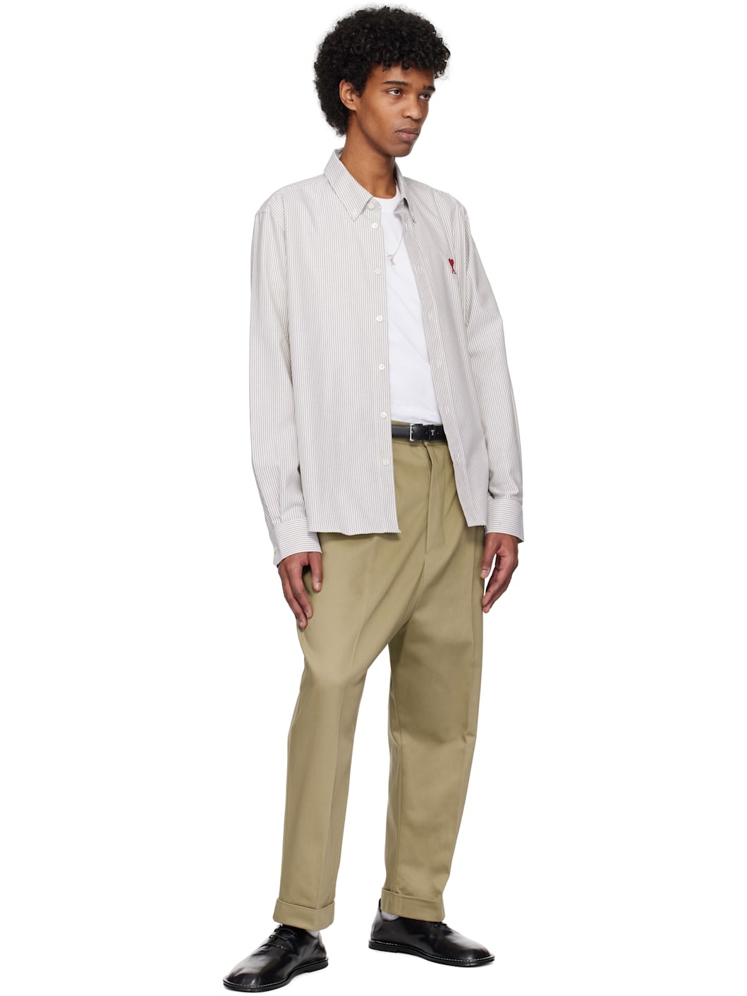 Khaki Cotton Carrot Oversized Trousers - 5