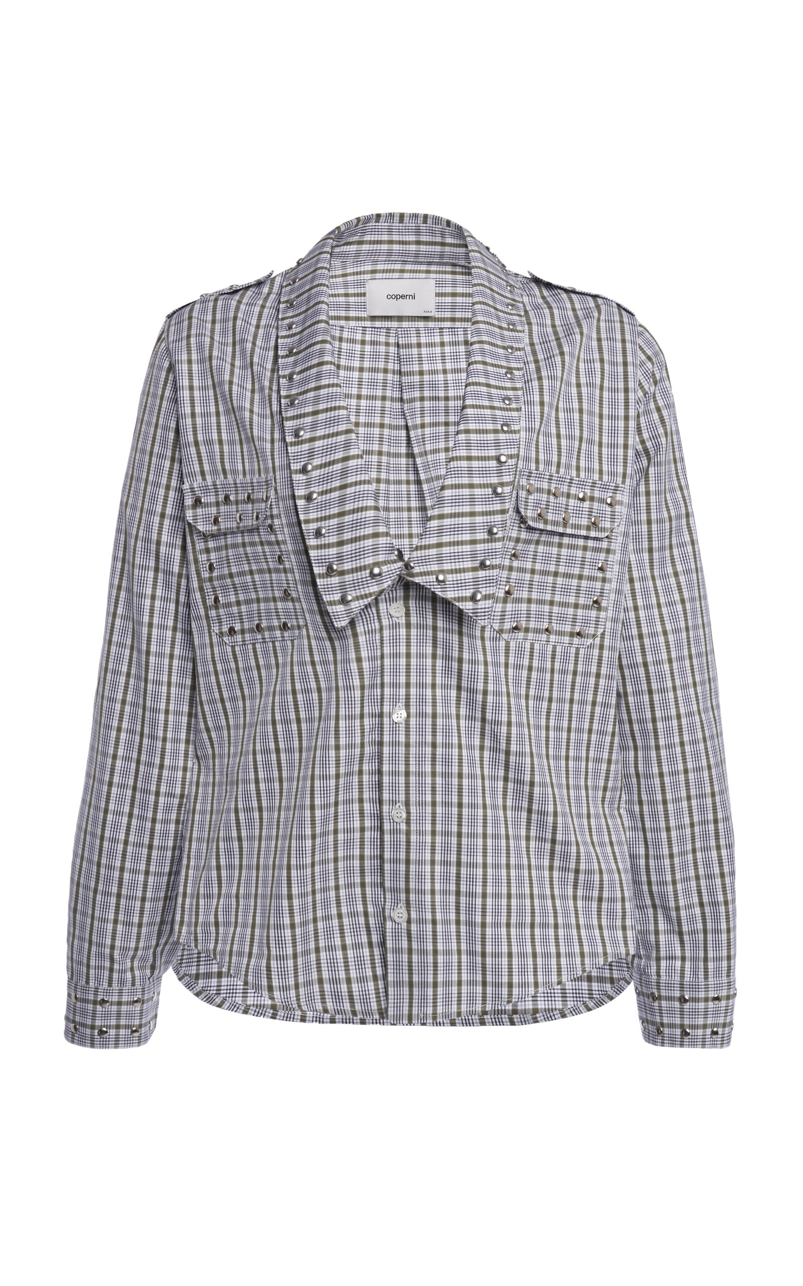 Studded Cotton Button-Up Shirt plaid - 1