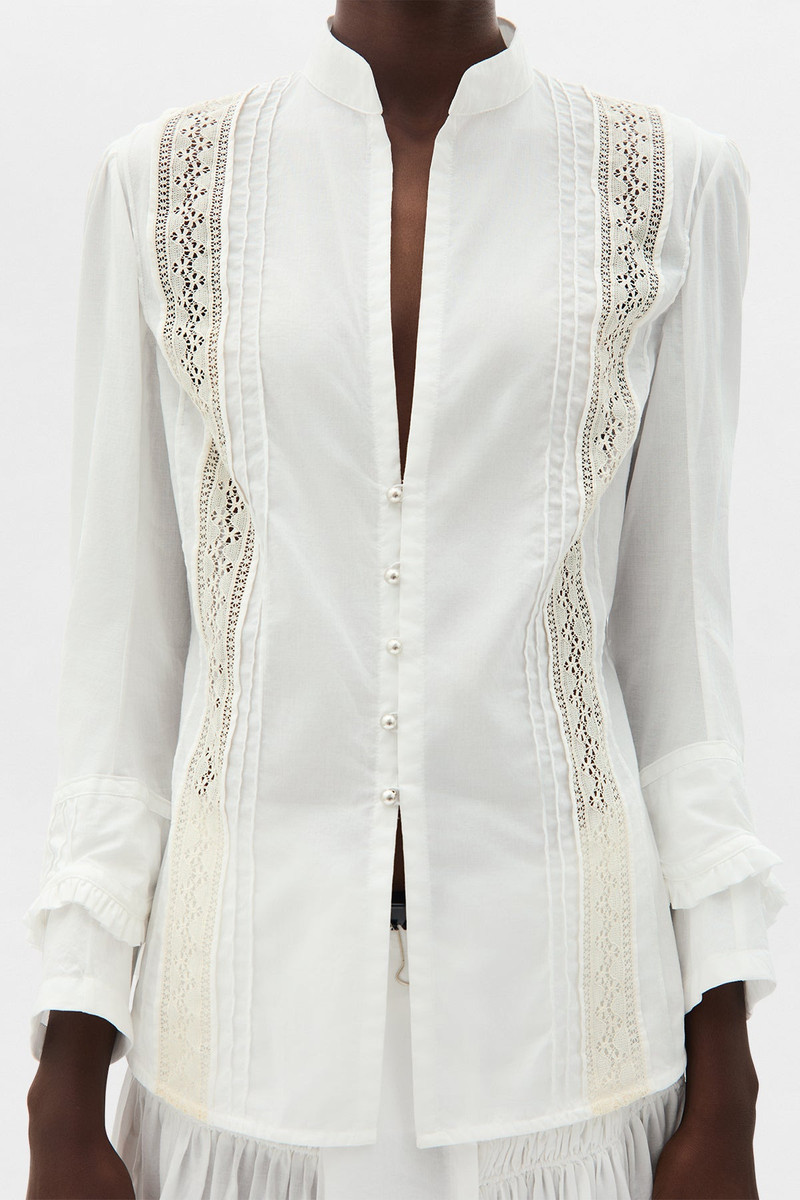 Lidy Open Front Shirt with Lace Ribbons 5
