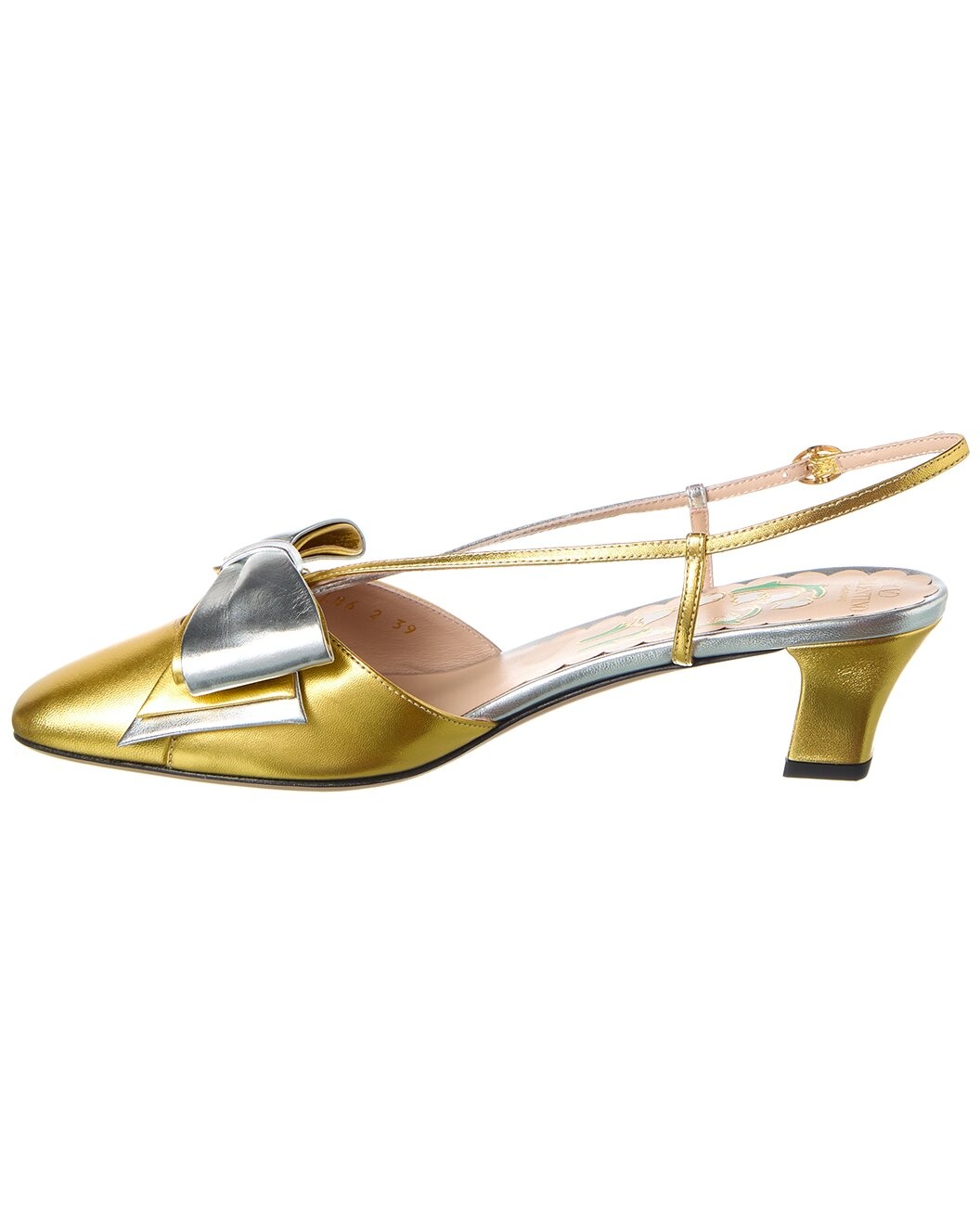 Valentino Bow 45 Leather Slingback Pump - 2