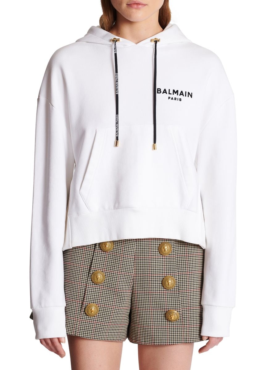 Eco-designed cotton sweatshirt with flocked Balmain logo - 2