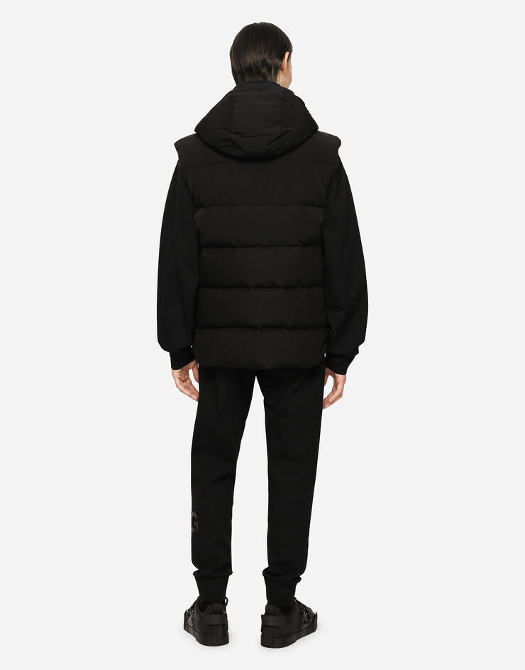 Quilted gilet with hood and branded plate - 2