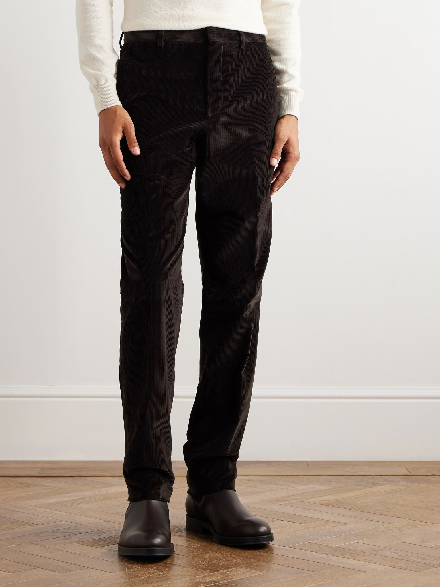 Jarno Hamptons Straight-Leg Cotton-Corduroy Trousers Brown - 3