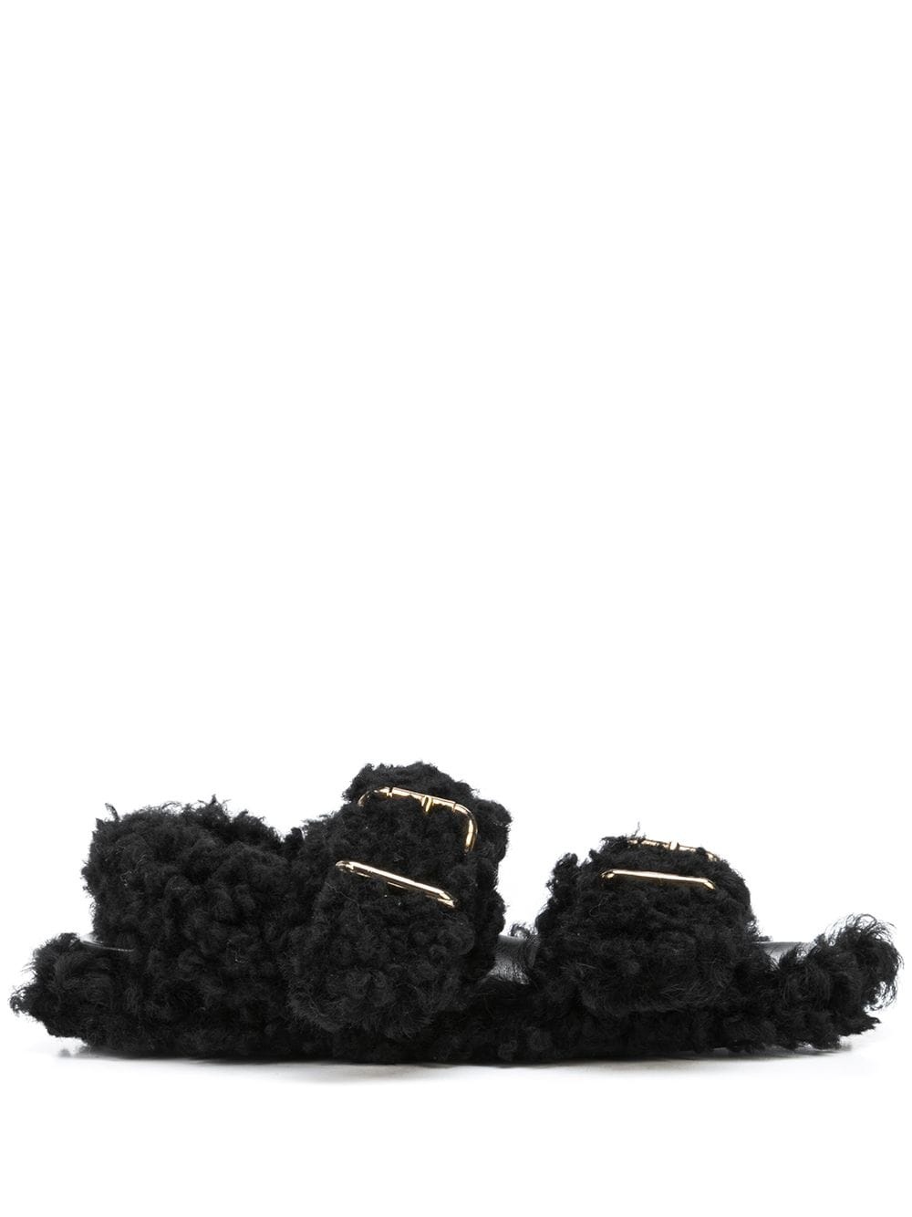 shearling-trimmed sandals - 1
