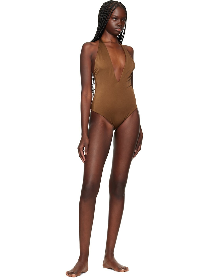 VERSACE Brown Tex Rodi Modulo Spilla Swimsuit outlook