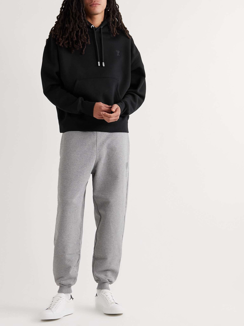AMI Paris Logo-Embroidered Organic Cotton-Blend Jersey Hoodie outlook