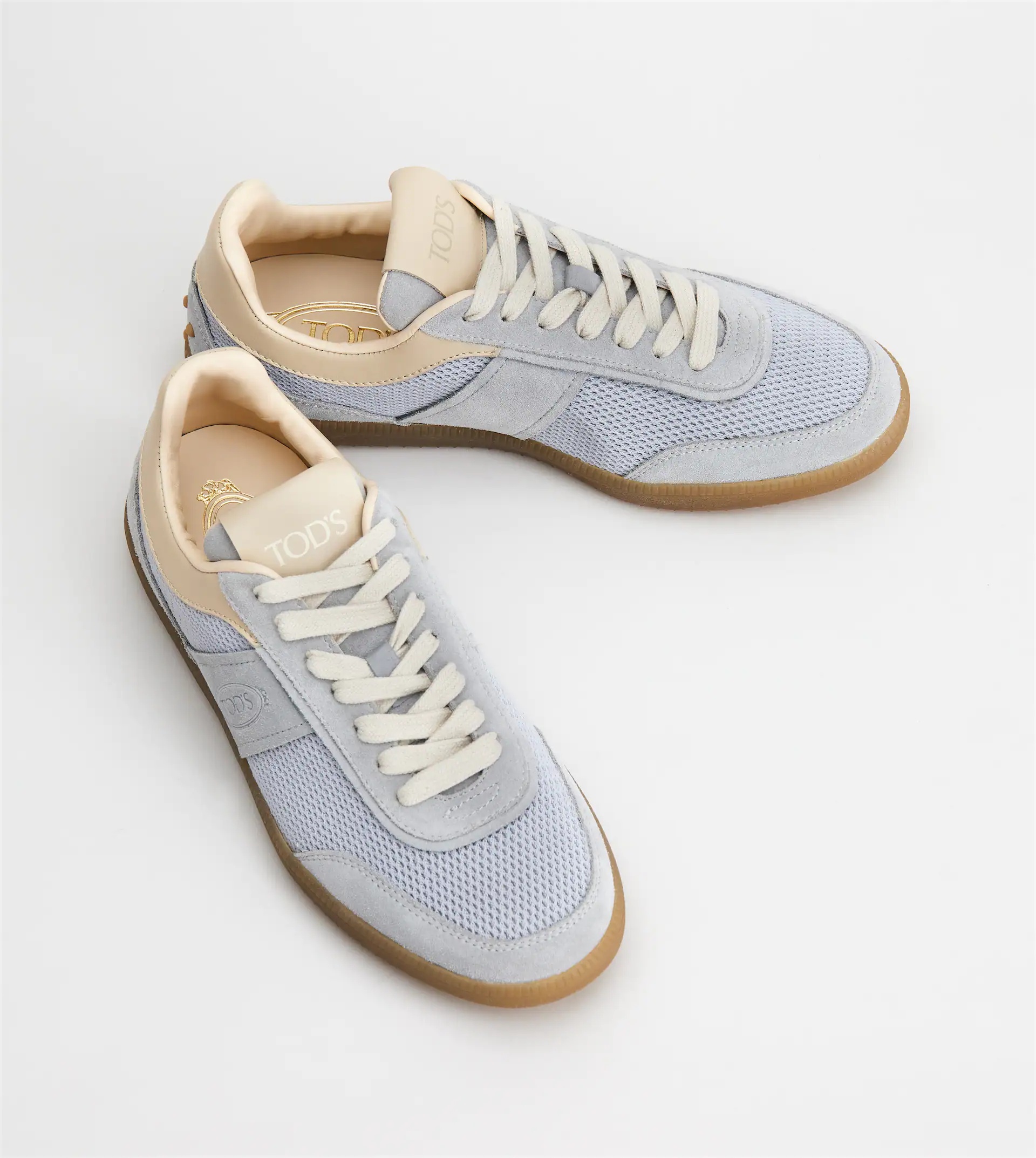 TOD'S TABS SNEAKERS IN SUEDE AND TECHNICAL FABRIC - GREY, LIGHT BLUE - 4