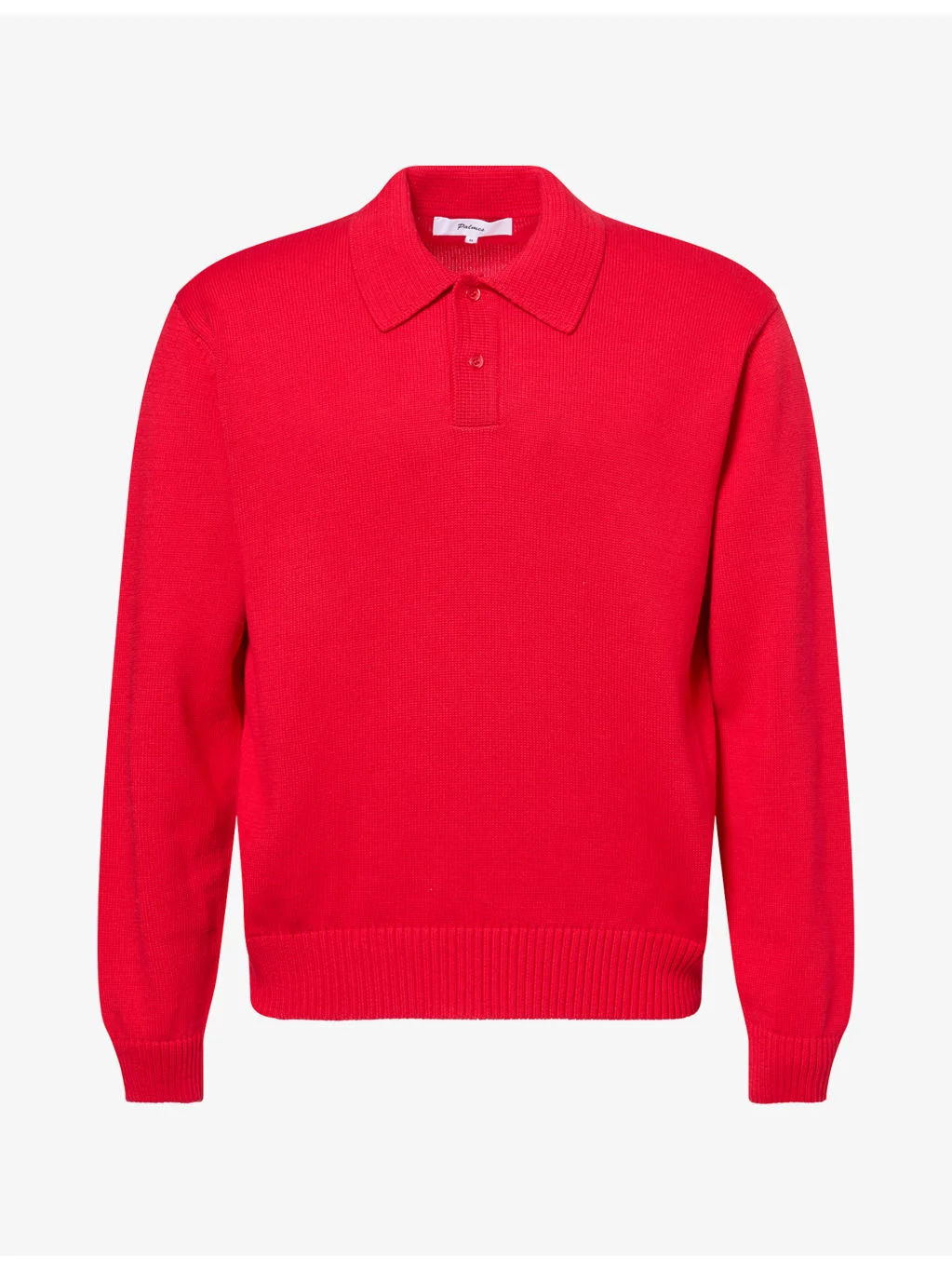 Long-Sleeve Cotton Knit Polo Shirt - 1