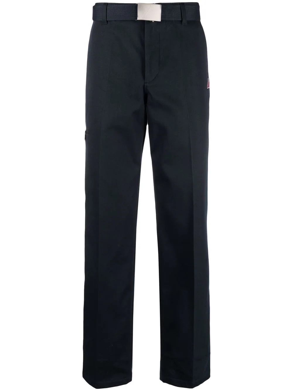 pressed-crease belted straight trousers - 1