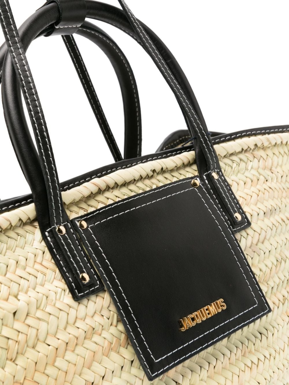 logo-lettering straw beach bag - 4
