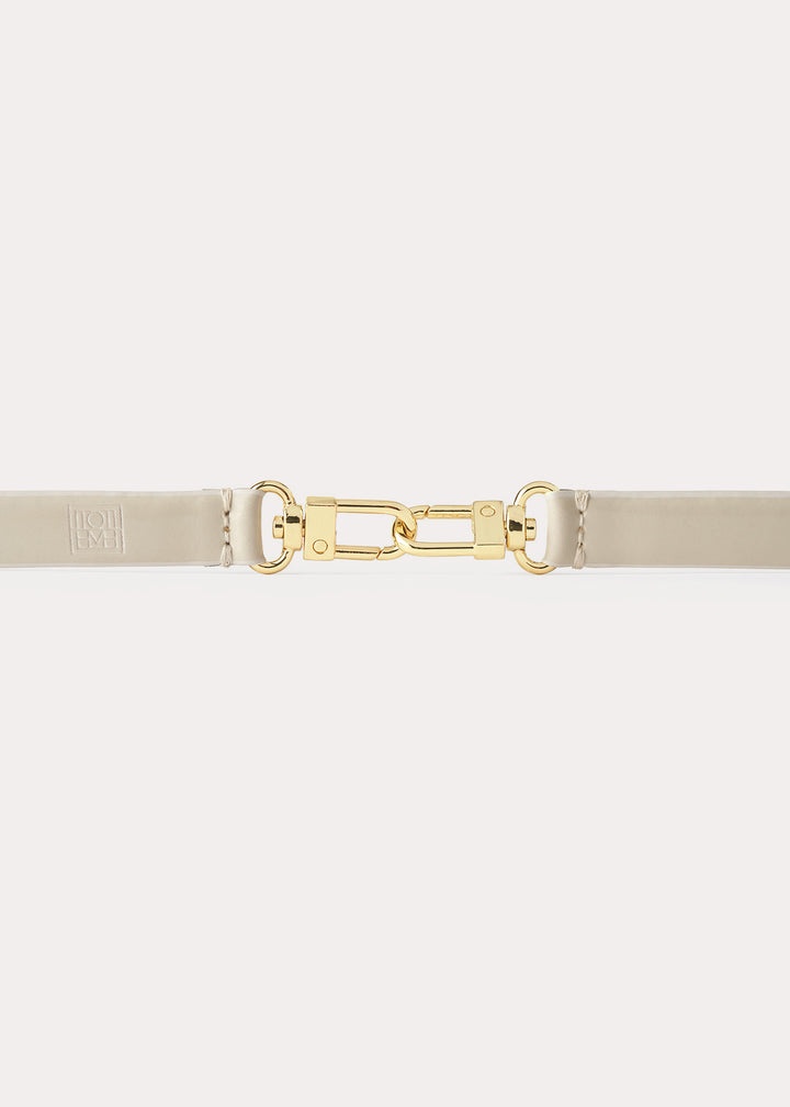Double clasp leather belt ivory - 3