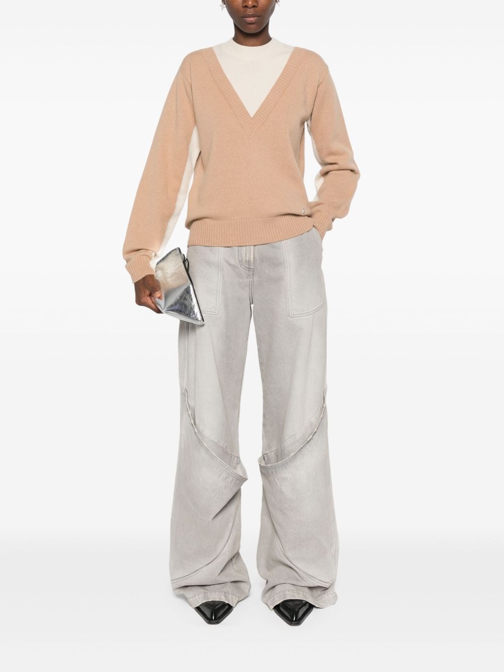 two-tone layered jumper - 2