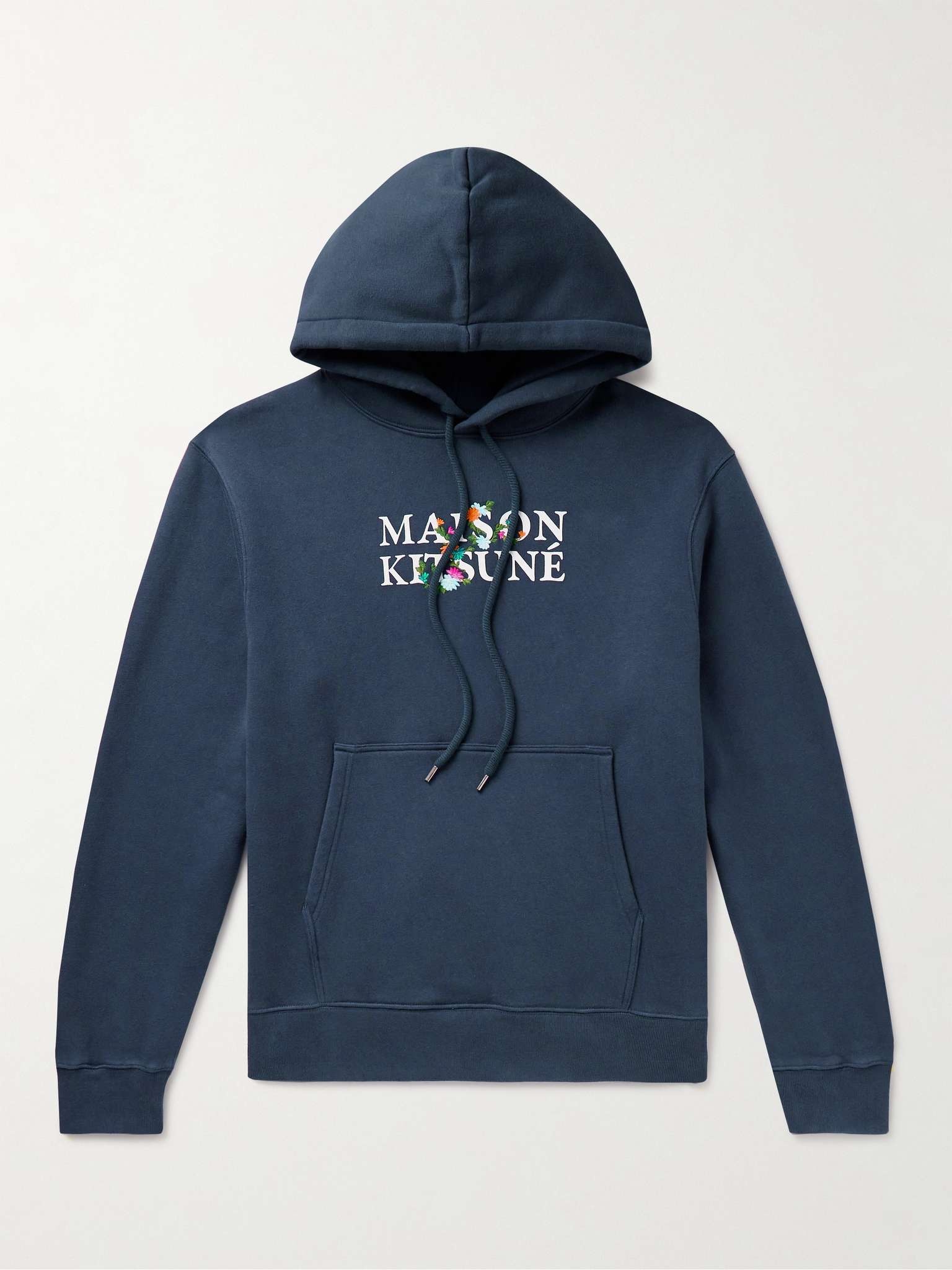 Logo-Print Embroidered Cotton-Jersey Hoodie - 1