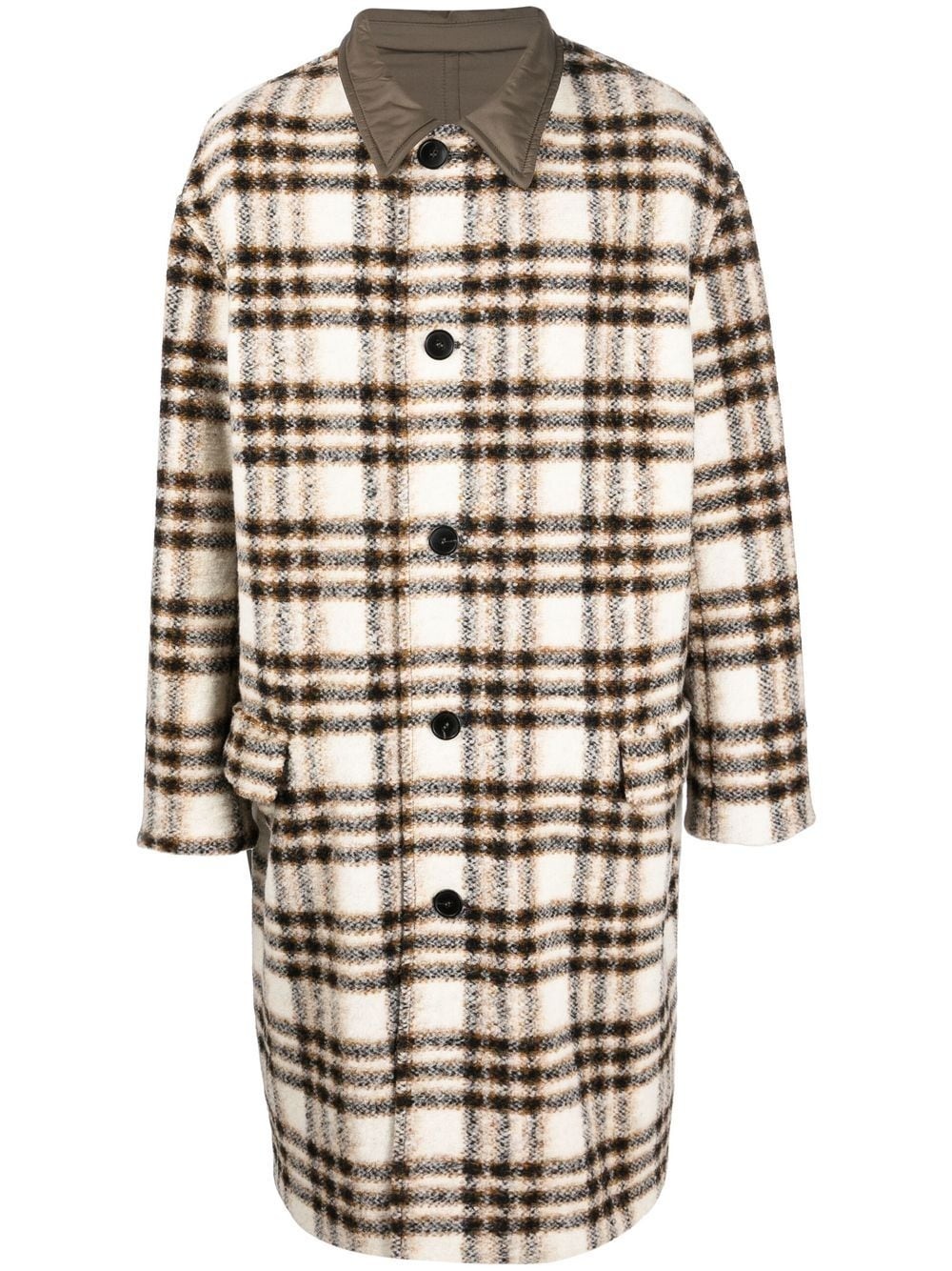 check-pattern single-breasted coat - 1