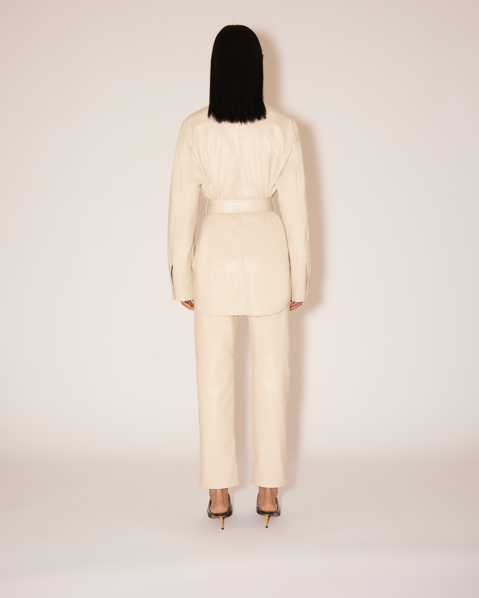 ARTHA - Vegan leather shirt - Creme - 4