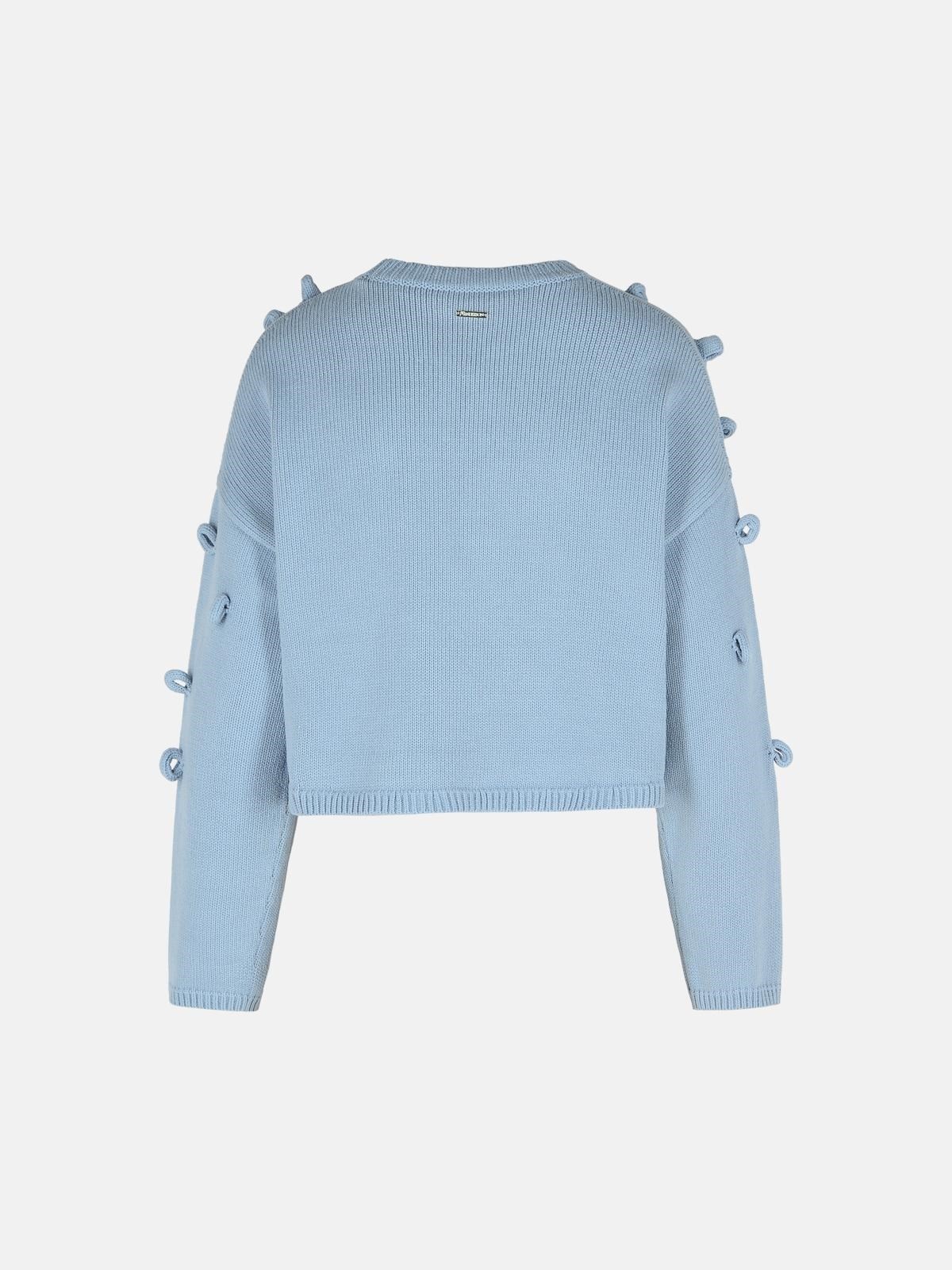 'CROP' SWEATER IN LIGHT BLUE COTTON BLEND - 3