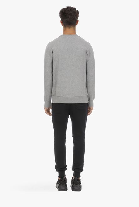 EXCLUSIVE - Heather gray cotton sweatshirt with multicolor Balmain logo - 3