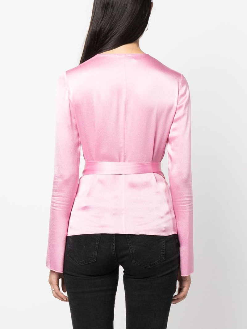 rose appliquÃ©e belted long-sleeved blouse 4