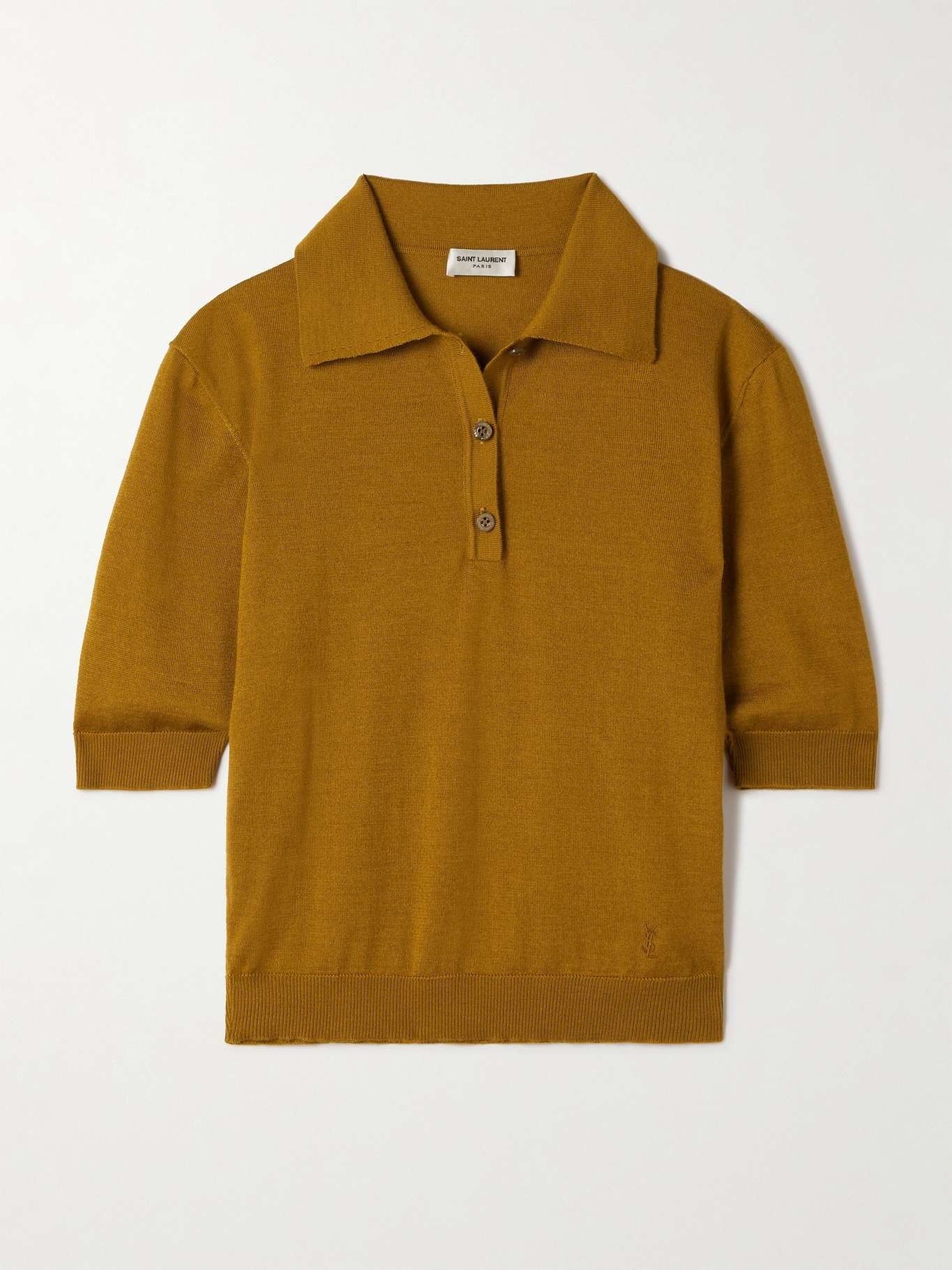 Embroidered wool, cashmere and silk-blend polo shirt - 1