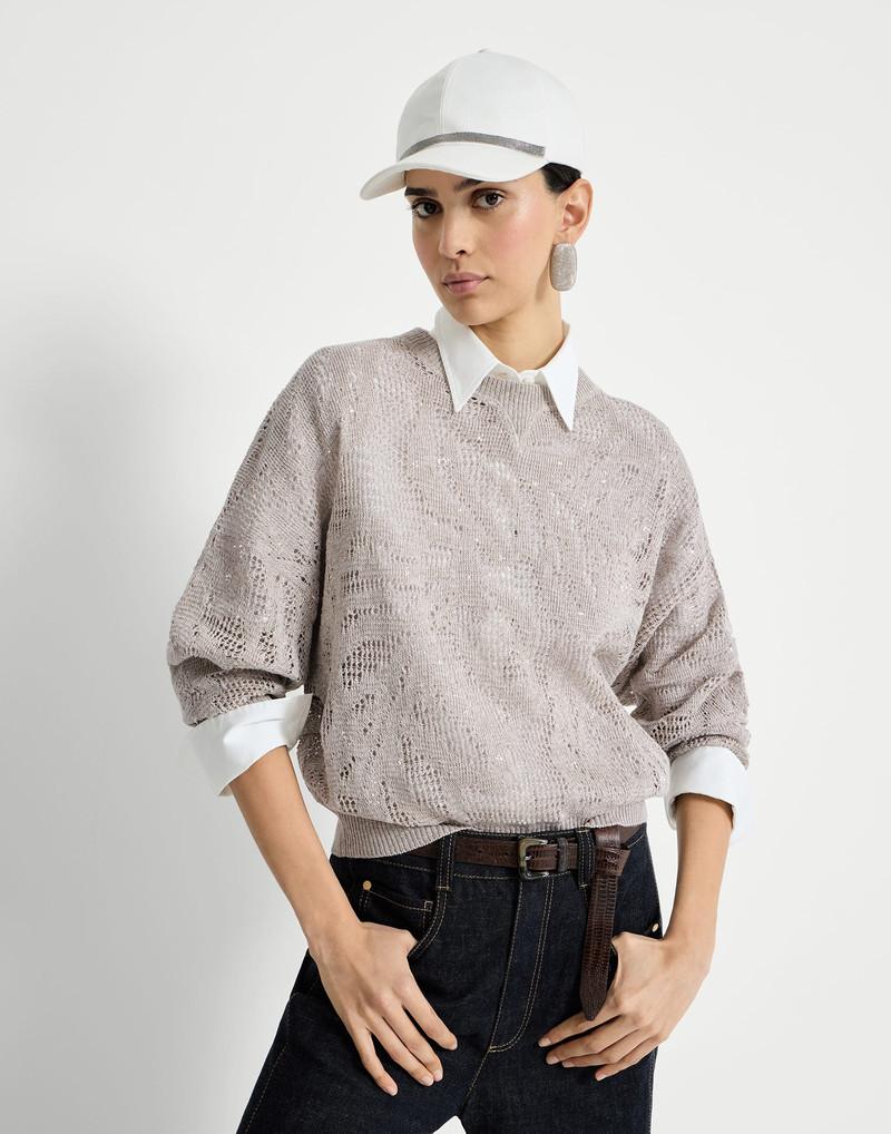 Dazzling water lillies sweater in linen and cotton 5