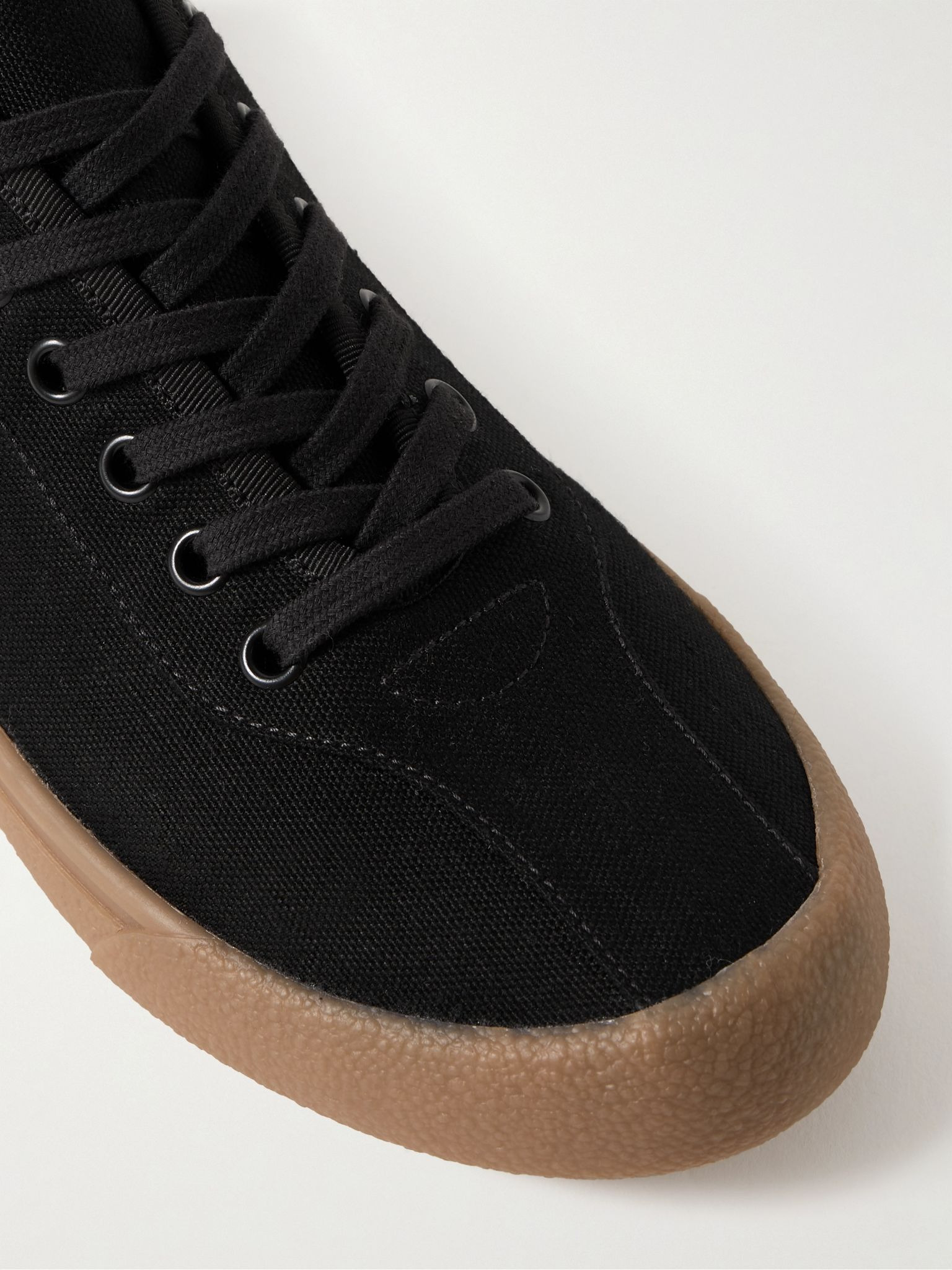 Grosgrain-Trimmed Canvas Sneakers Black - 5