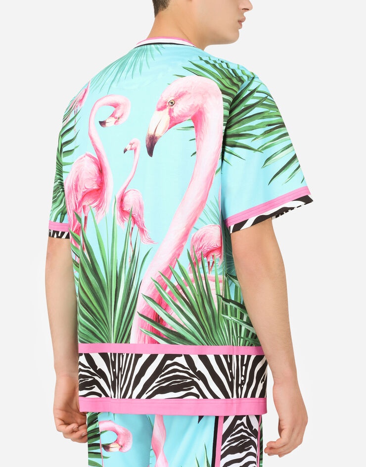 Cotton T-shirt with flamingo print - 8