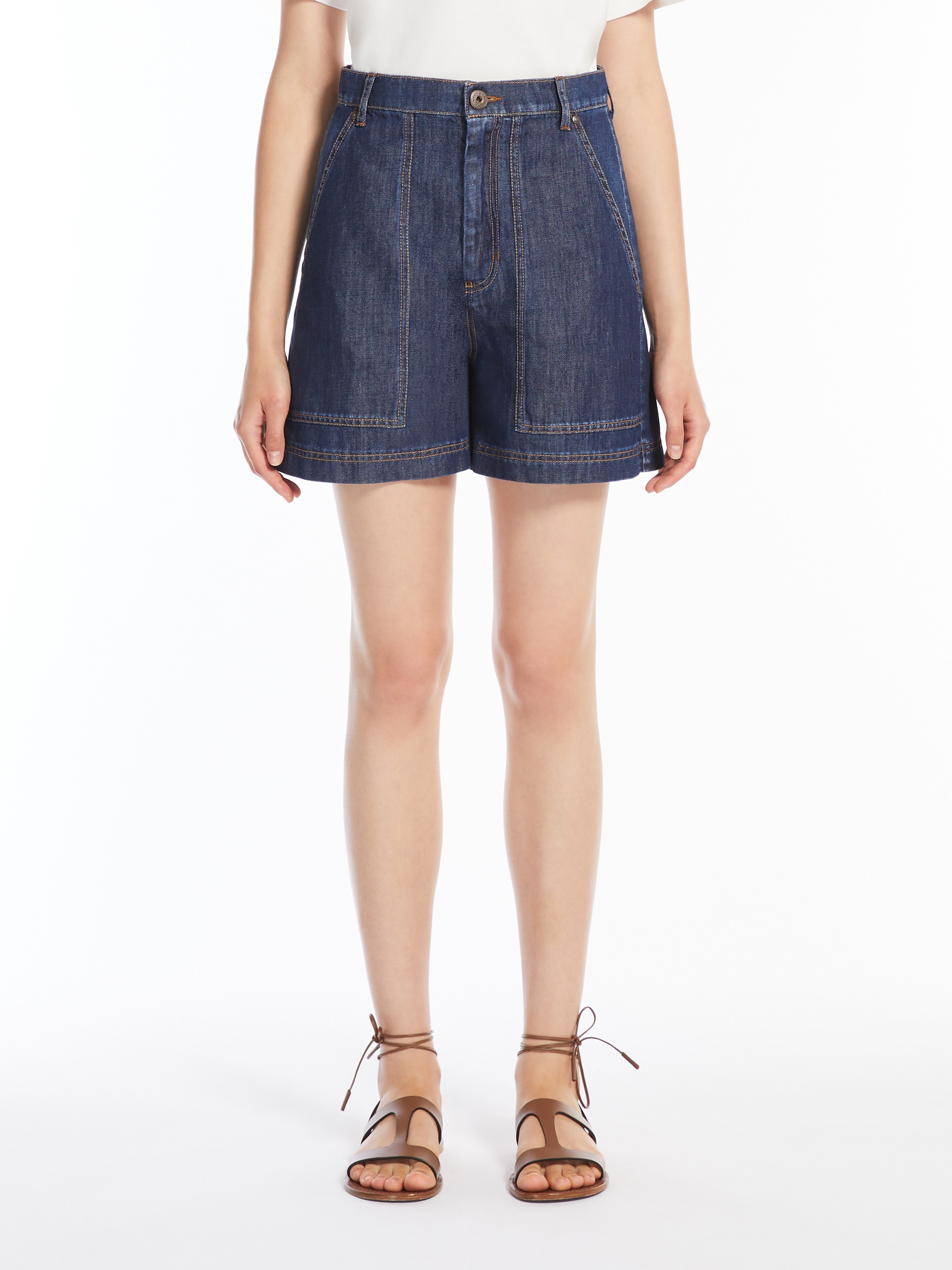 NABULUS Cotton and linen denim Bermuda shorts - 3