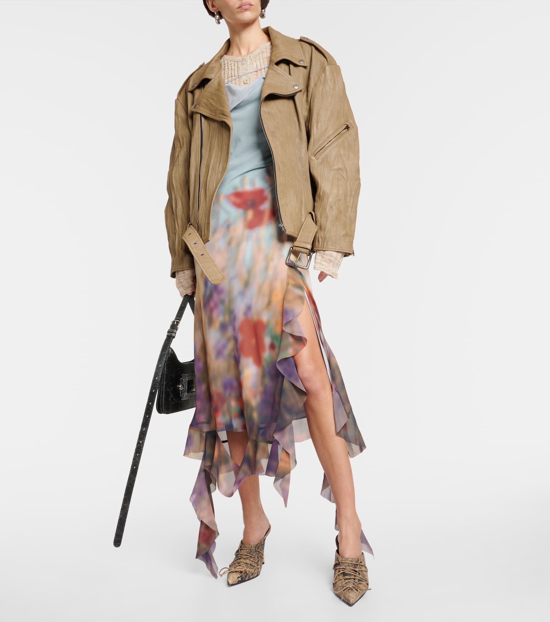 Linor oversized belted leather jacket - 7