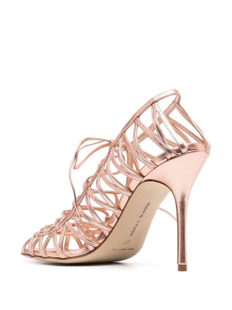 metallic-effect lace-up sandals - 3