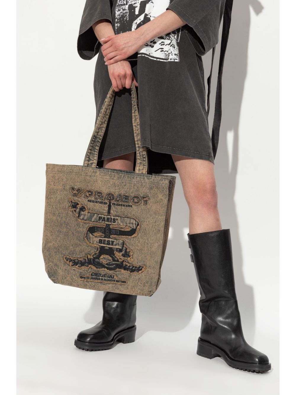 Paris' Best distressed denim tote bag - 2