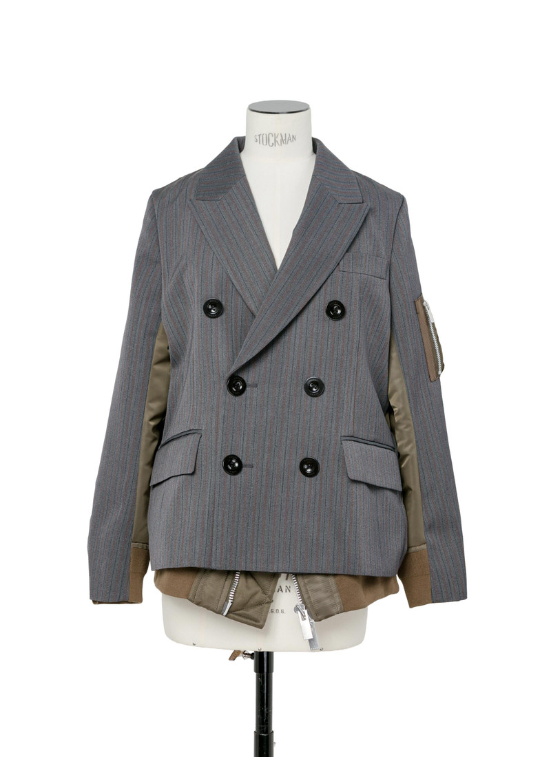Stripe Doeskin x Nylon Twill Jacket 1