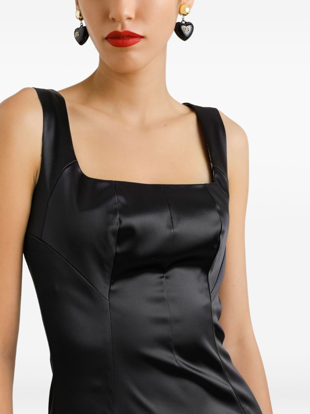 square-neck satin midi dress - 5