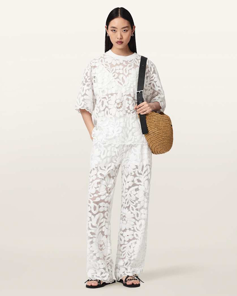 ALLSAINTS AMELIE STRAIGHT LEG LACE PANTS outlook