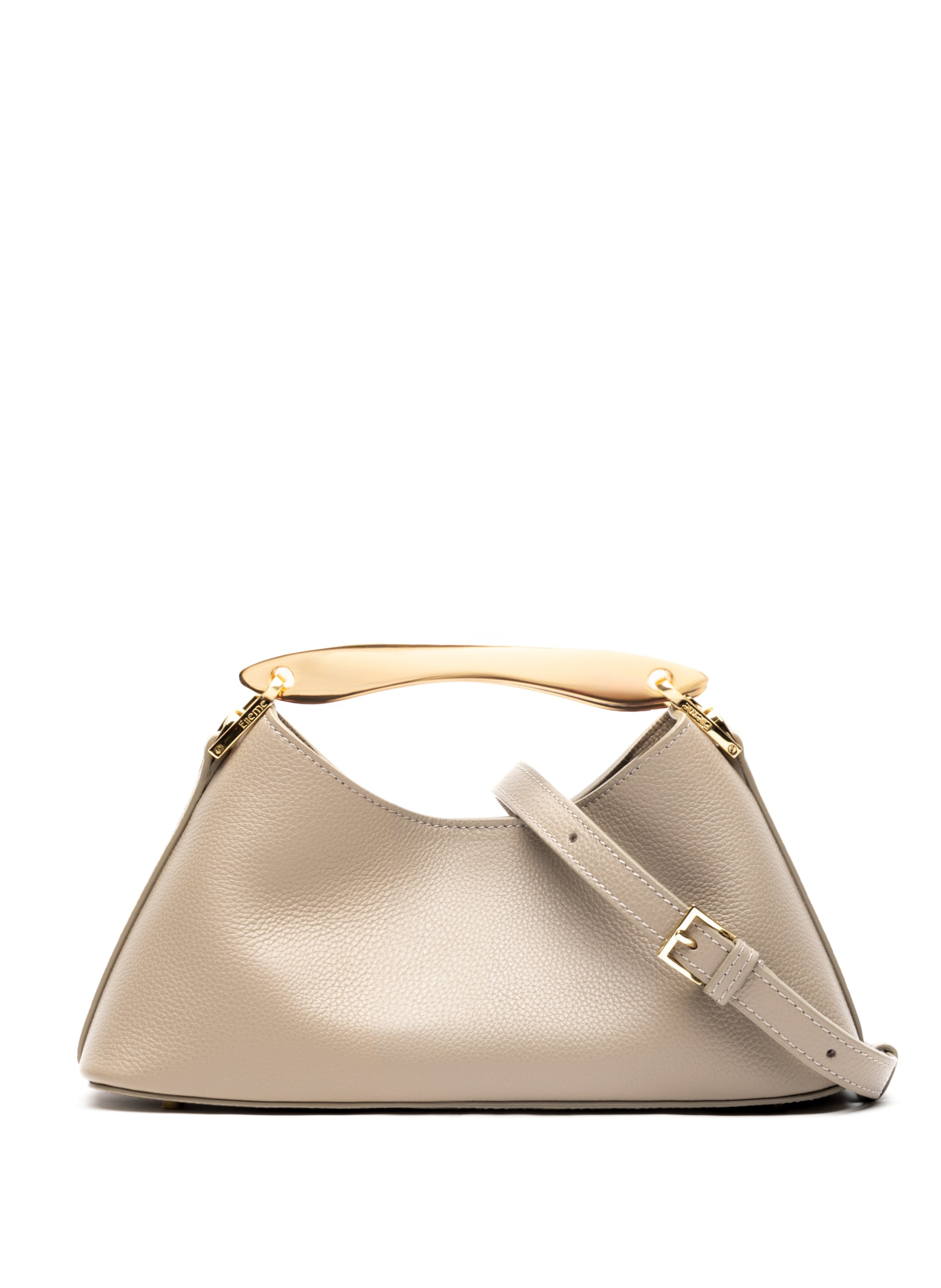 Mini Boomerang Pebbled Leather Taupe - Gold - 3