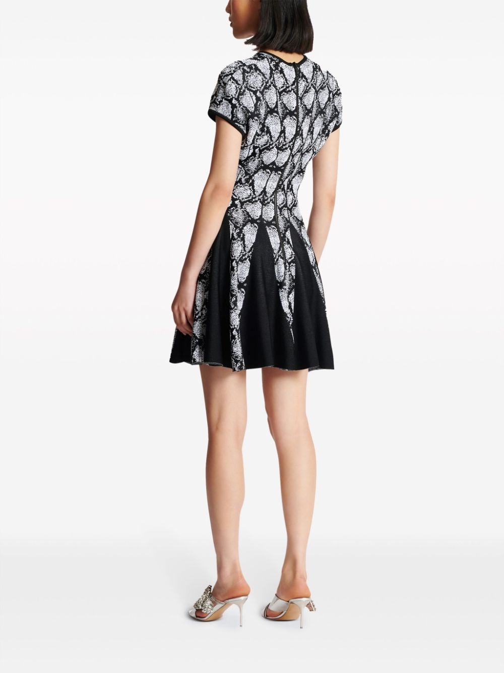 python-jacquard knitted skater dress - 4