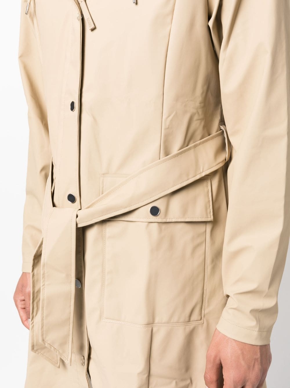 belted hooded raincoat - 6