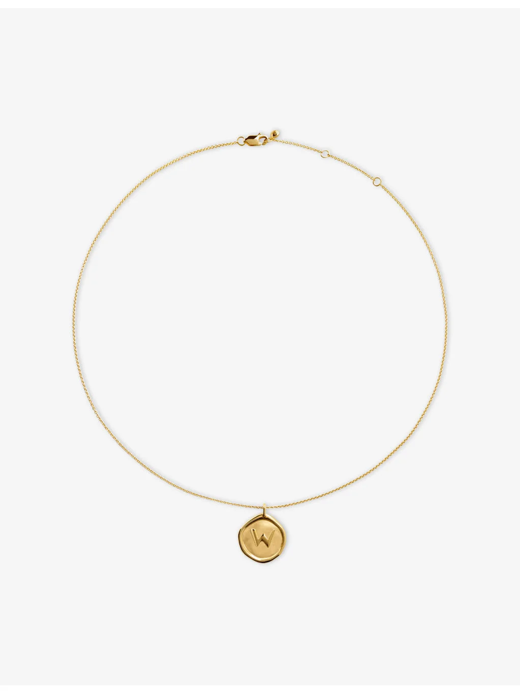 Initial W Stamp 14ct Yellow Gold Vermeil Necklace - 1