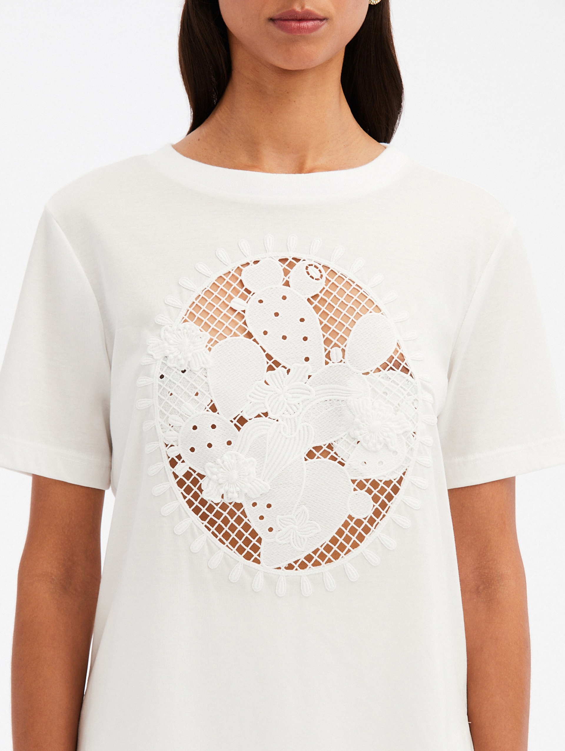 CACTUS EYELET GUIPURE TEE - 5