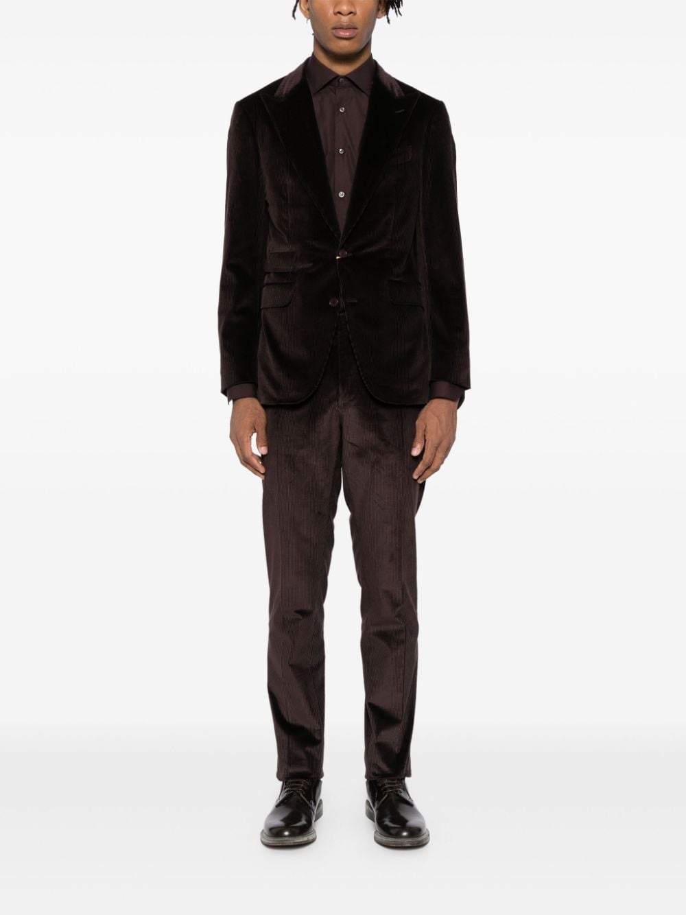 corduroy single-breasted suit - 2