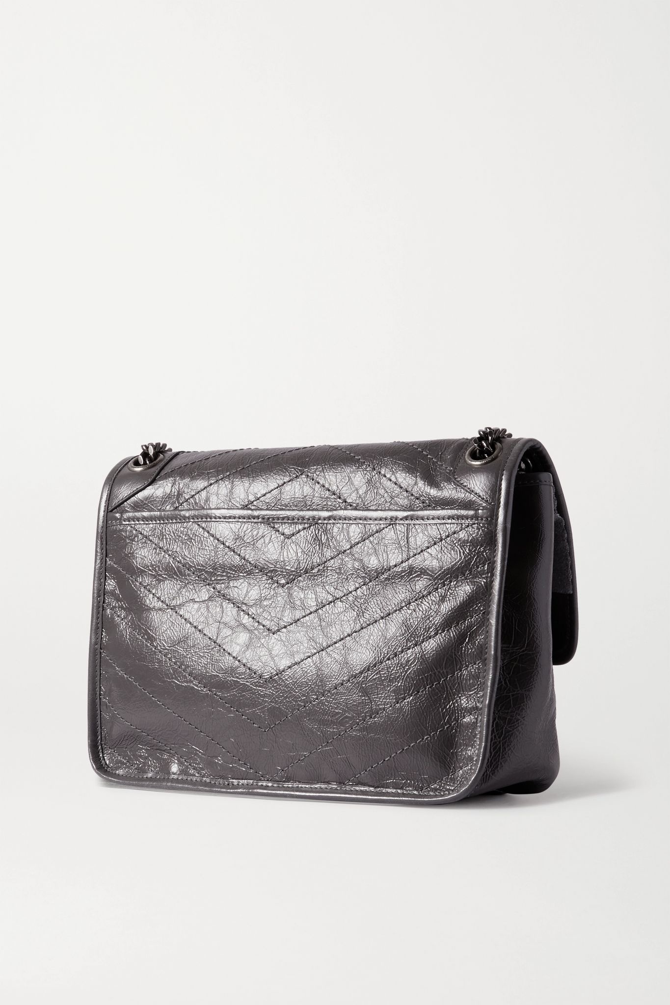 Niki medium quilted crinkled glossed-leather shoulder bag - 3