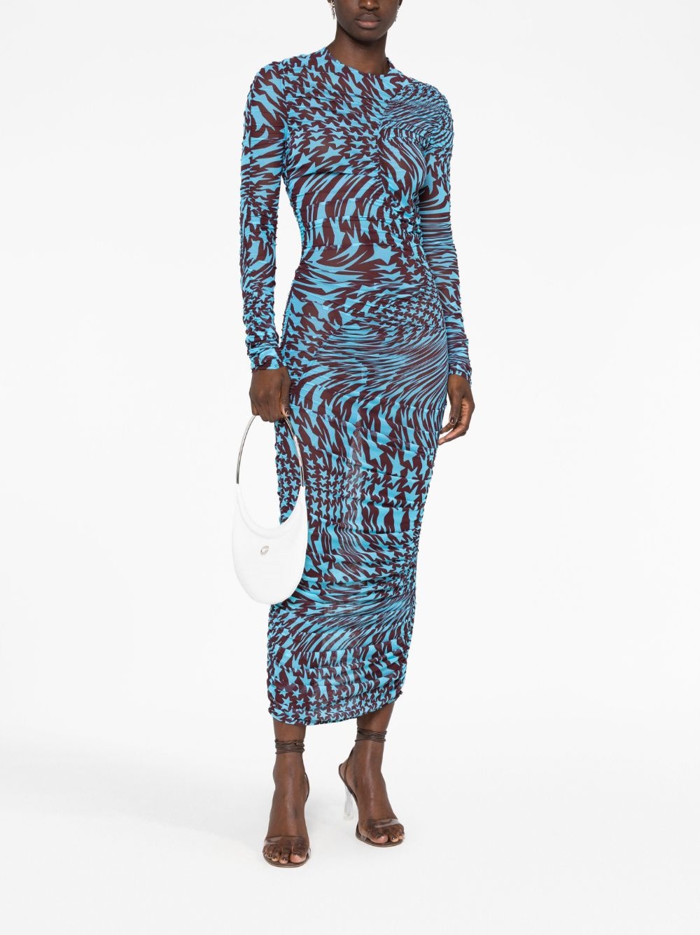 star-print ruched dress - 2