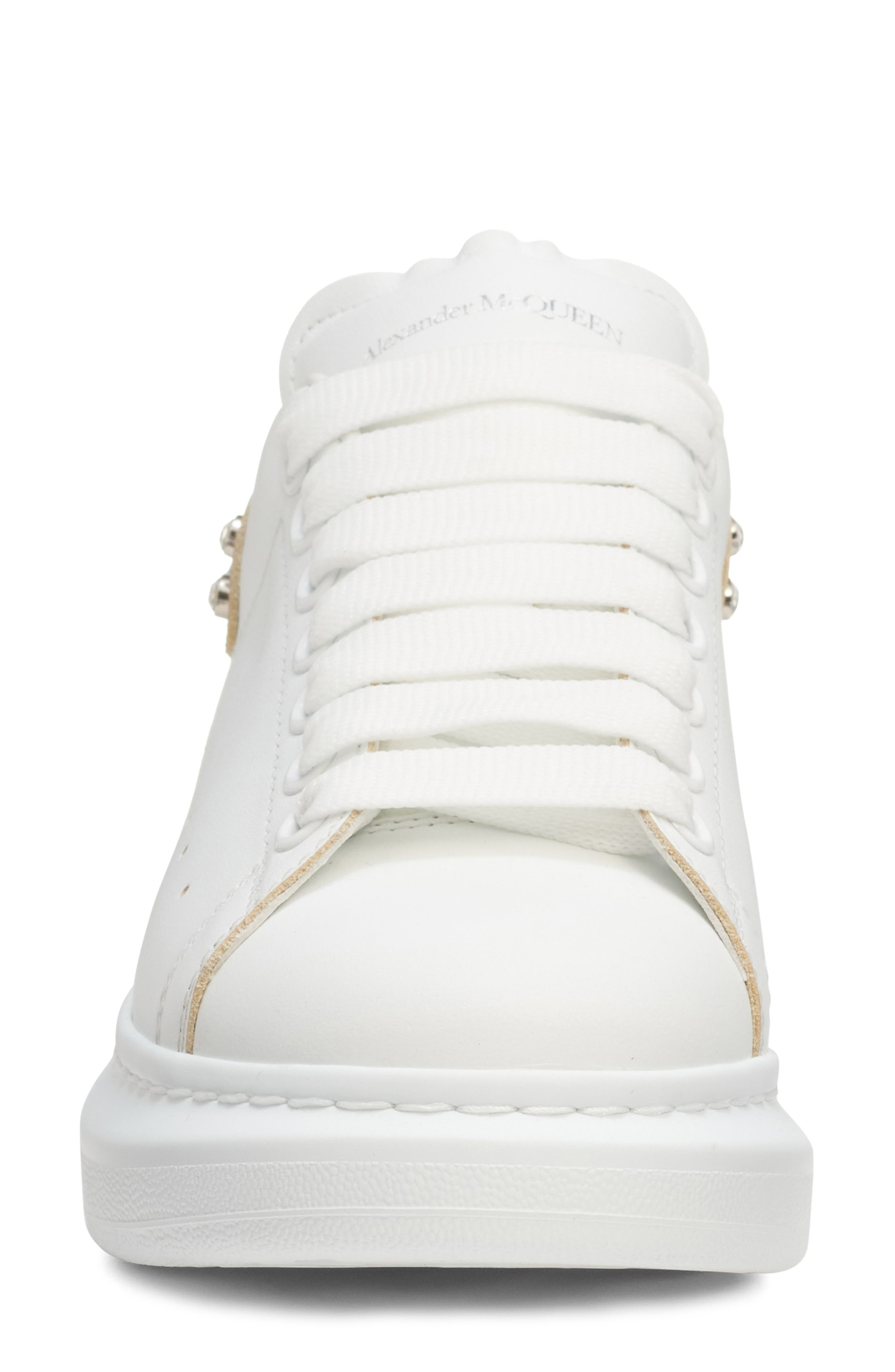 McQueen Oversized Crystal Embellished Sneaker in White/White/Crystal at Nordstrom - 4