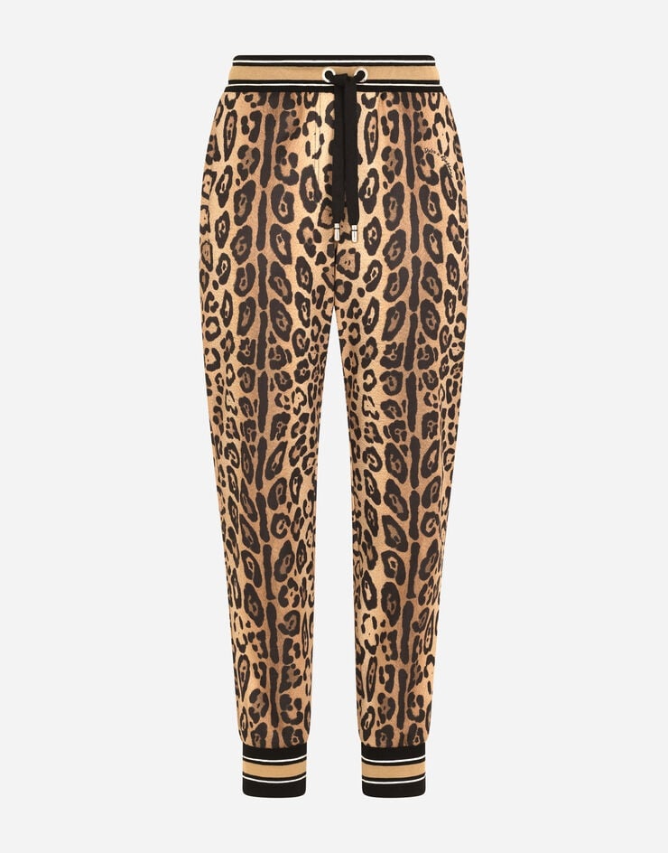 Jersey jogging pants with leopard print - 1