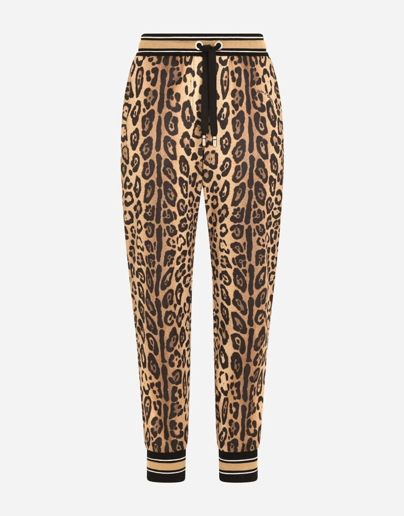 Jersey jogging pants with leopard print 1