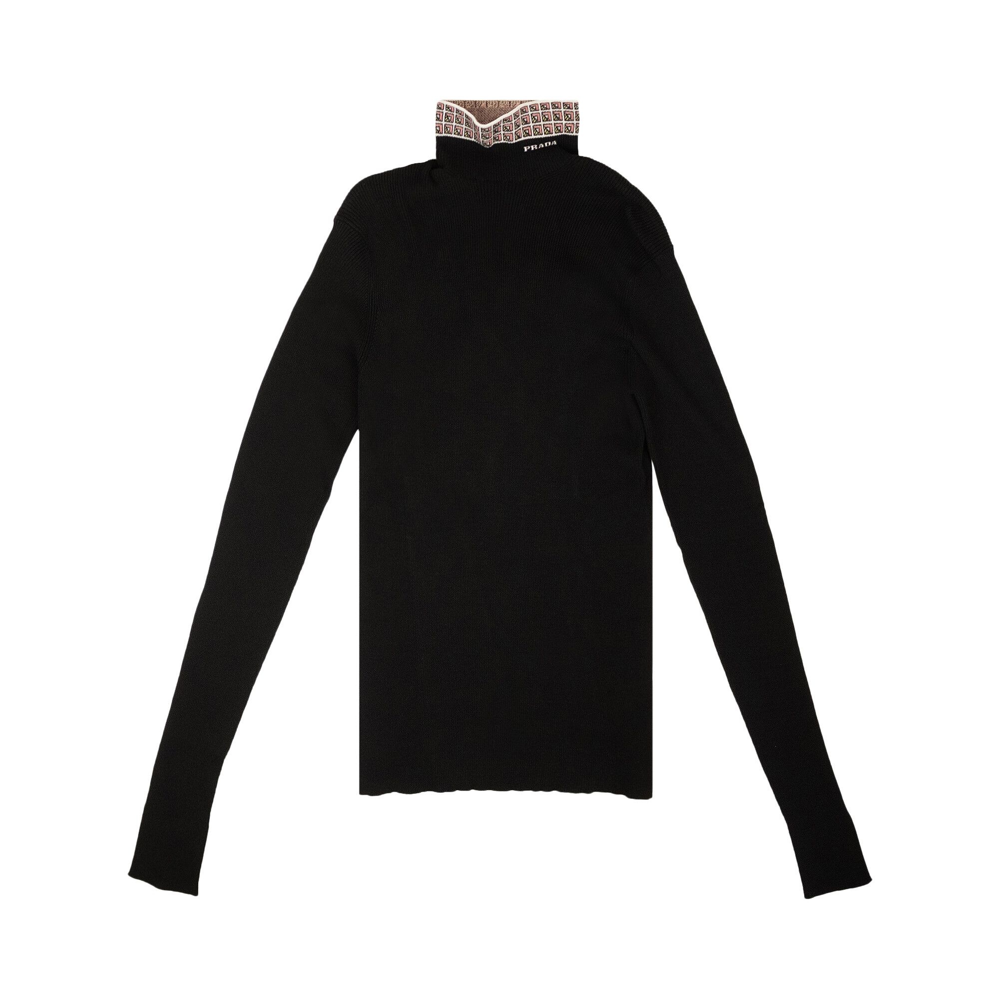 Prada Jacquard Collar Turtleneck Sweater 'Black' - 1