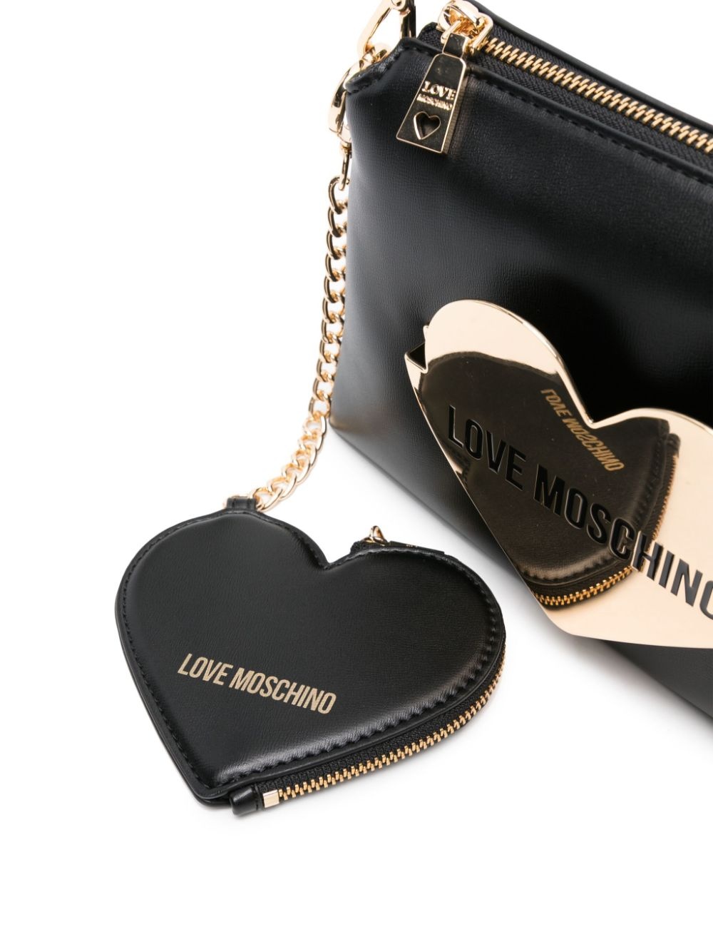 heart-plaque faux-leather shoulder bag - 4