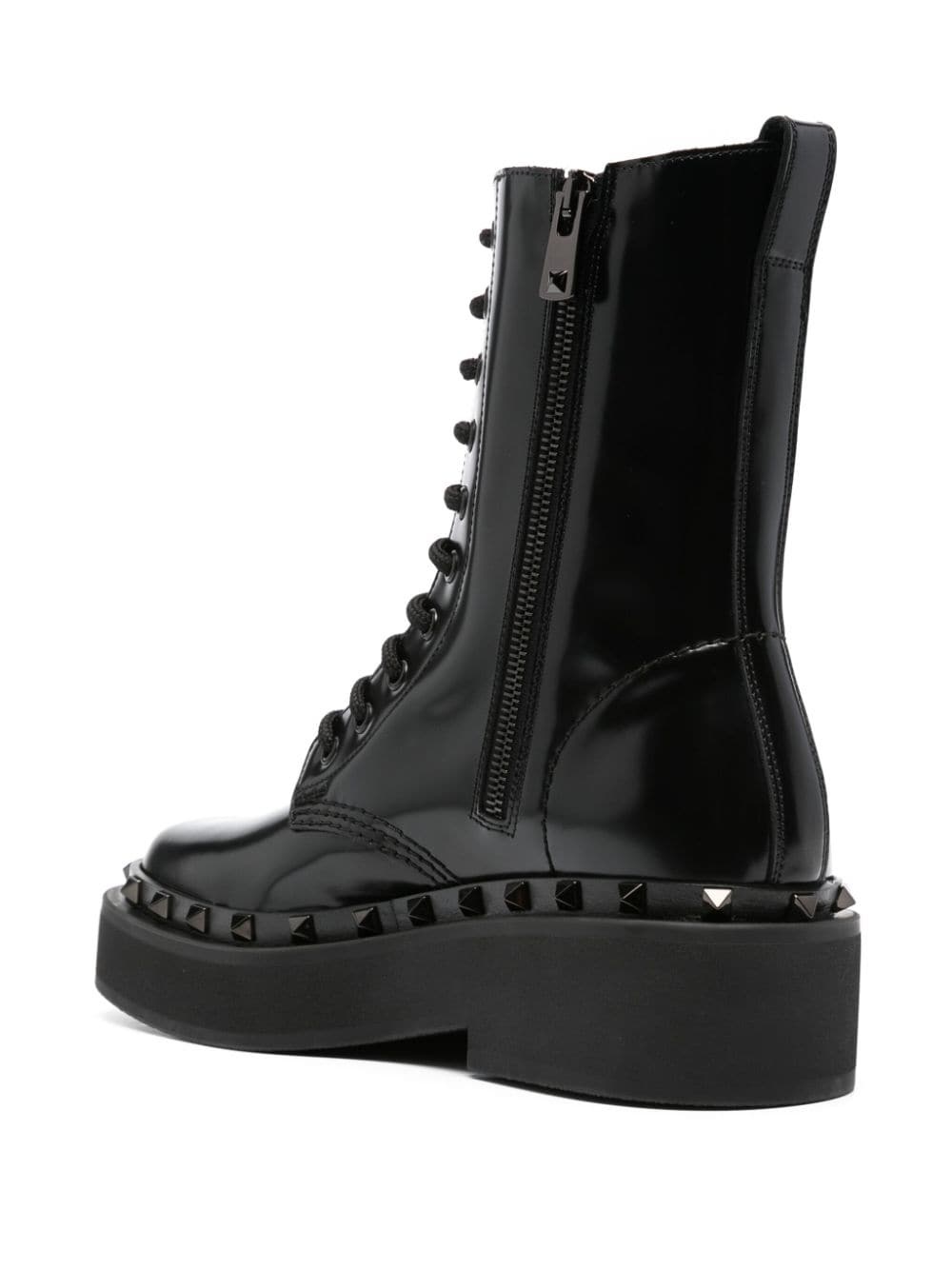 Rockstud-embellished leather lace-up boots - 3