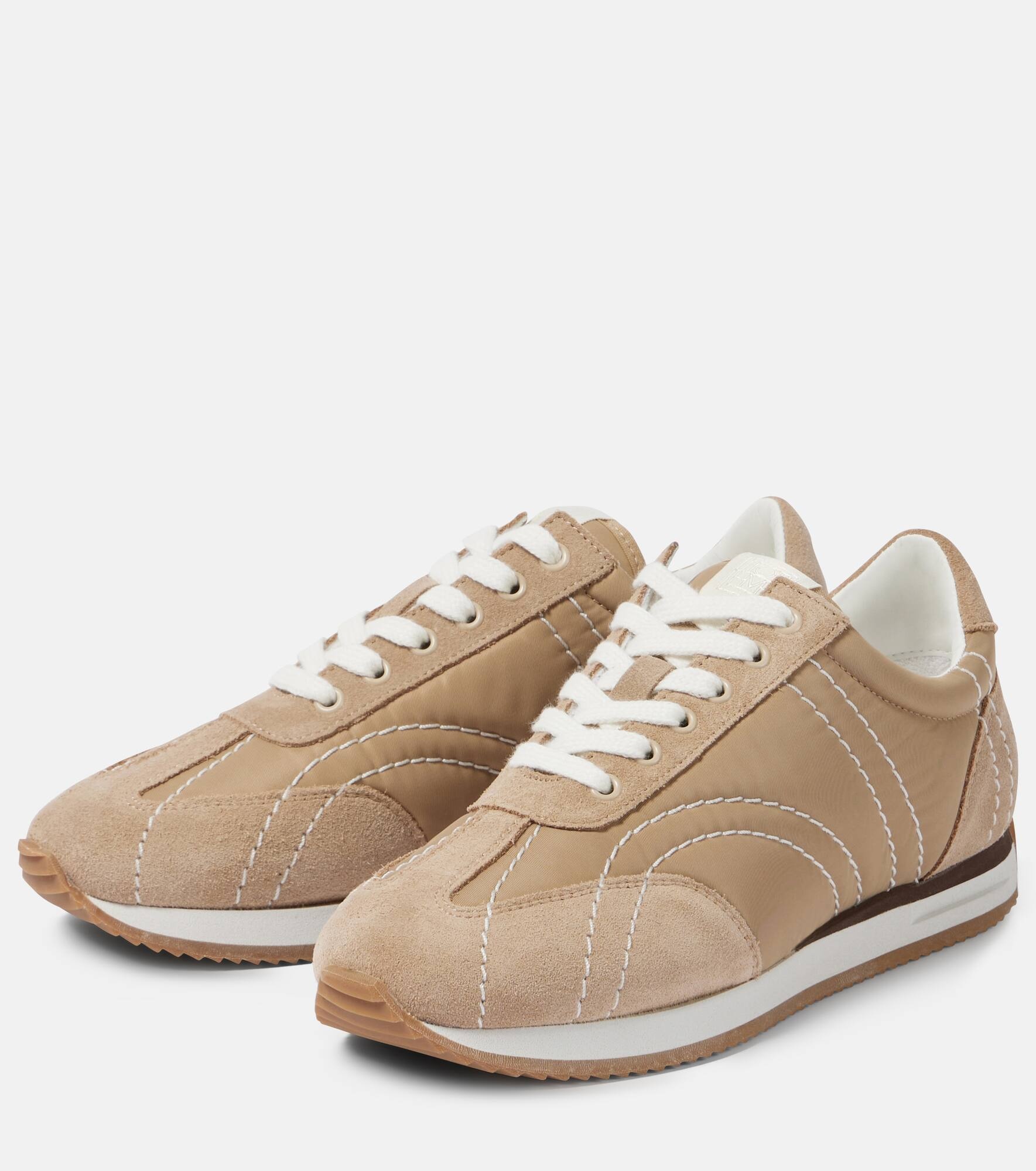 Sport suede-trimmed sneakers - 4