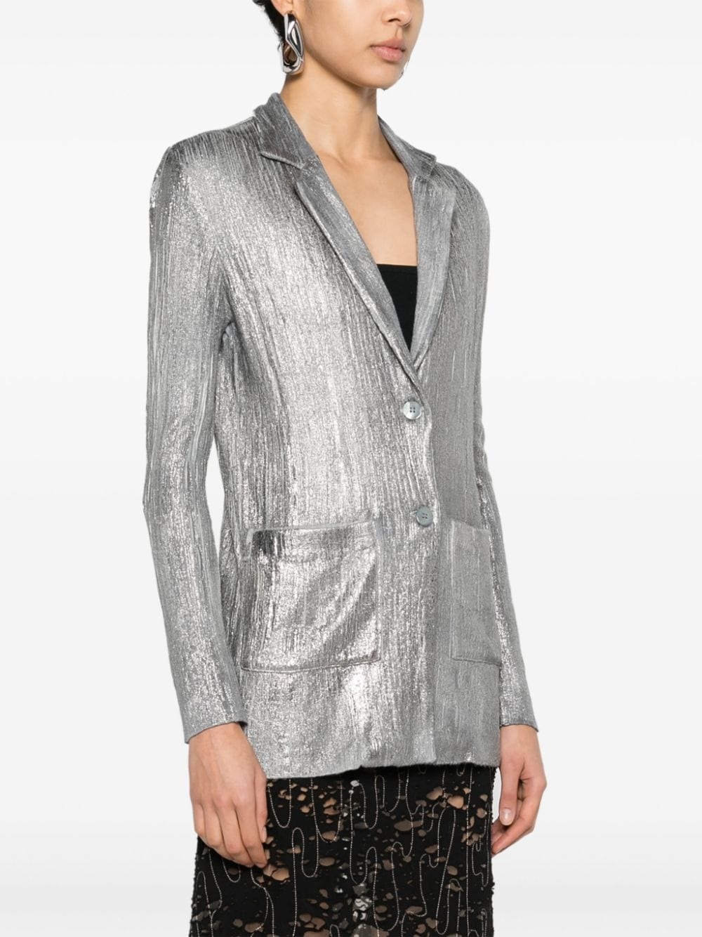 plissÃ© single-breasted blazer - 3