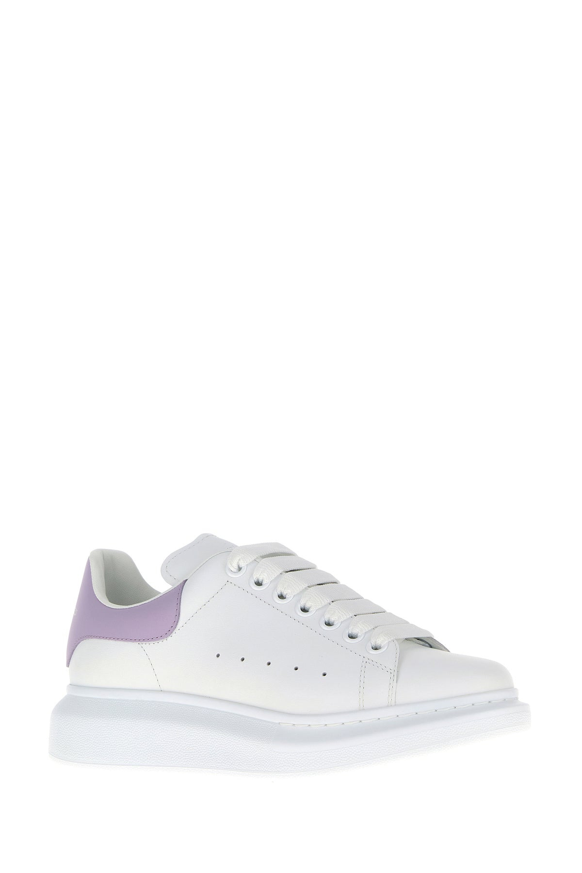 White leather sneakers with lilac leather heel - 2